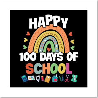 Happy 100 days of school cute rainbow kindergarten Posters and Art